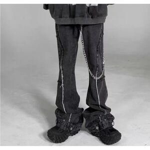 ATSF 30 Mid-Top-Stitched Bootcut Jeans Mens 31x35 Gray Retro Street Style Y2K